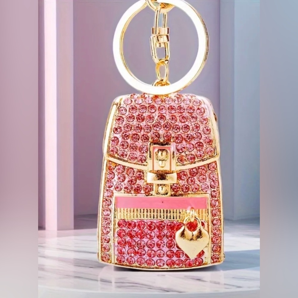 👛NEW! Elegant Pink and Gold Women's backpack bag charm👛